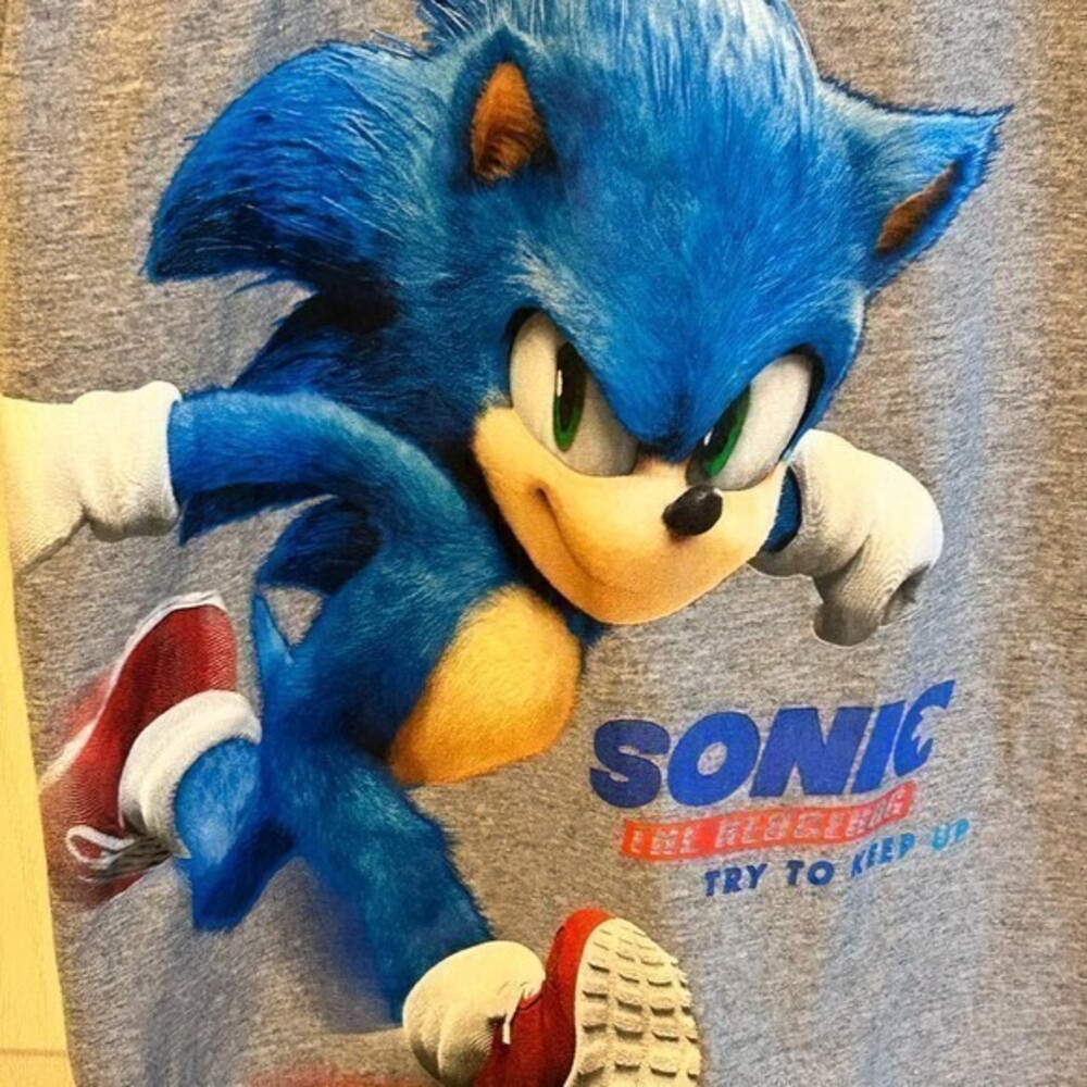 Sonic The Hedgehog Grey Short‎ Sleeve Graphic Logo T-Shirt  Kid’s Size M